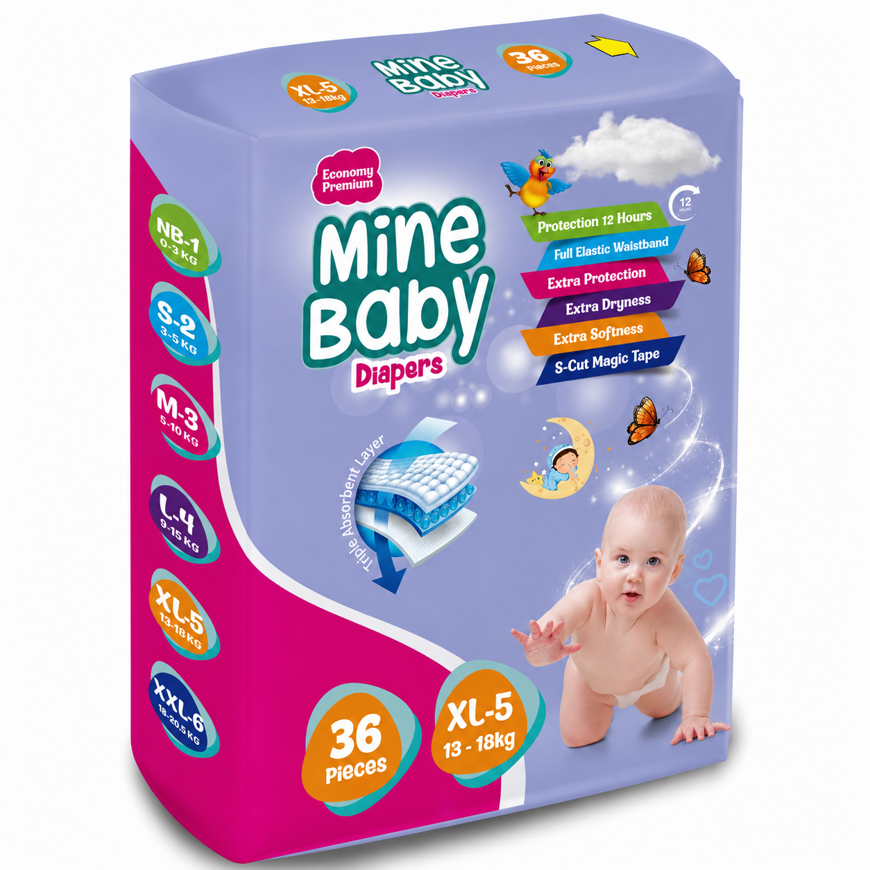 MINE BABY DIAPER XL-36